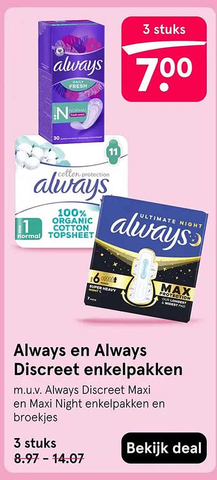Always en Always Discreet enkelpakken