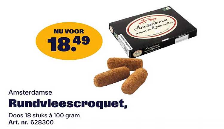Amsterdamse Rundvleescroquet, Doos 18 stuks à 100 gram Art. nr. 628300