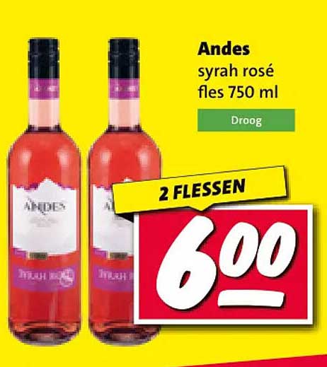 Andes syrah rosé fles 750 ml 2 FLESSEN