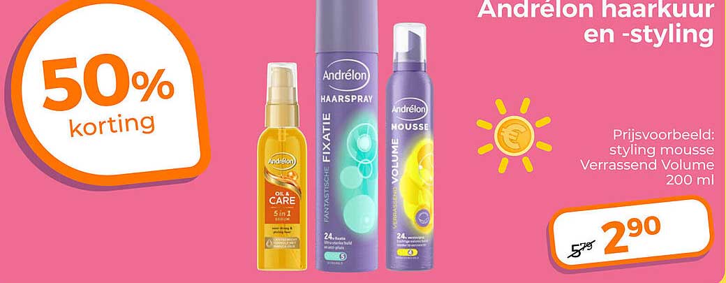 Andrélon haarkuur en -styling 50% korting