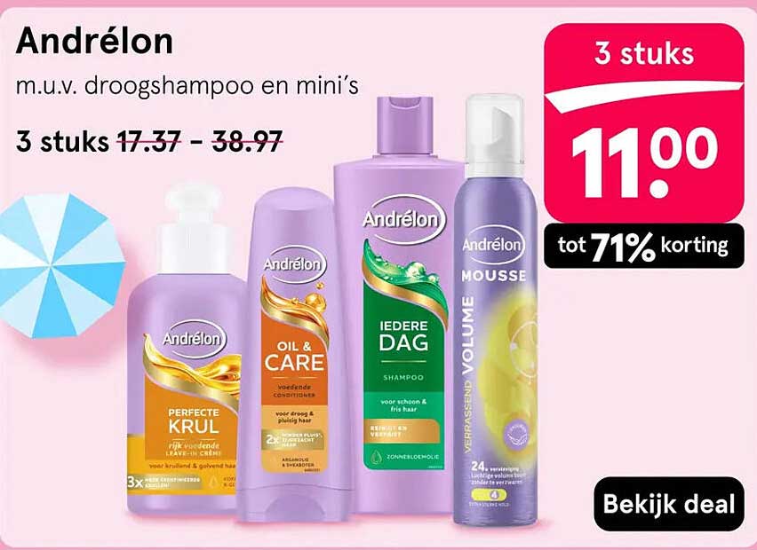 Andrélon m.u.v. droogshampoo en mini's 3 stuks