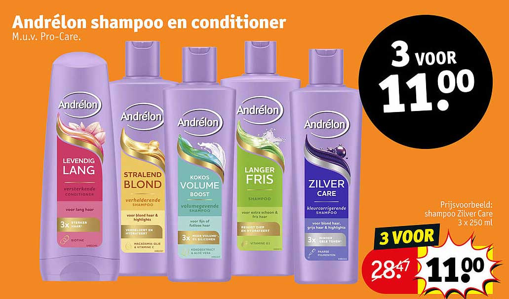 Andrélon shampoo en conditioner 3 voor 11.00