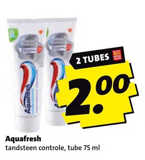 Aquafresh tandsteen controle, tube 75 ml 2 TUBES