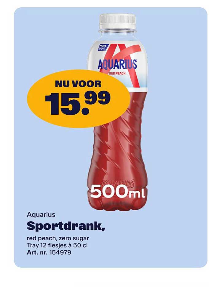Aquarius Sportdrank, red peach, zero sugar
