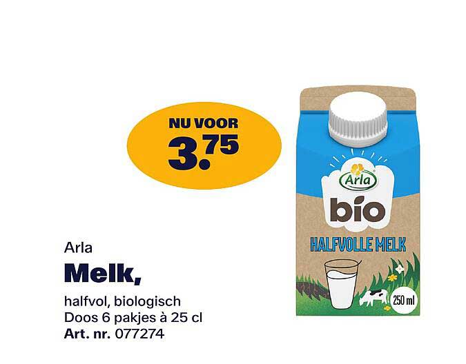 Arla Melk, halfvol, biologisch Doos 6 pakjes à 25 cl