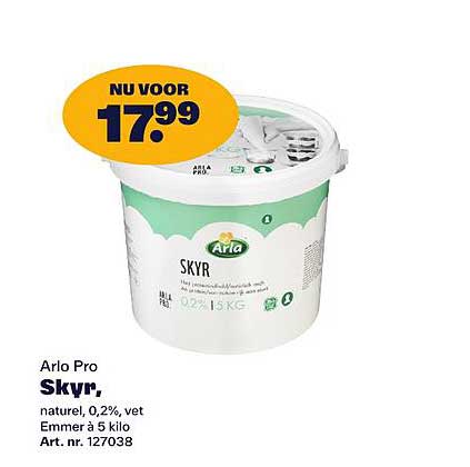 Arla Pro Skyr, naturel, 0,2%, vet Emmer à 5 kilo