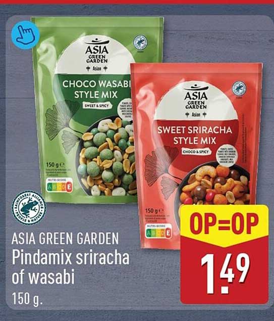 ASIA GREEN GARDEN Pindamix sriracha of wasabi 150 g. OP=OP