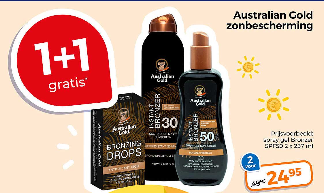 Australian Gold zonbescherming 1+1 gratis