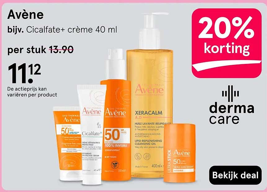 Avène bijv. Cicalfate+ crème 40 ml 20% korting