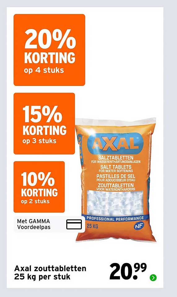 Axal zouttabletten 25 kg per stuk