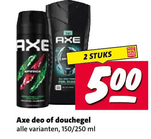 Axe deo of douchegel alle varianten, 150/250 ml 2 stuks