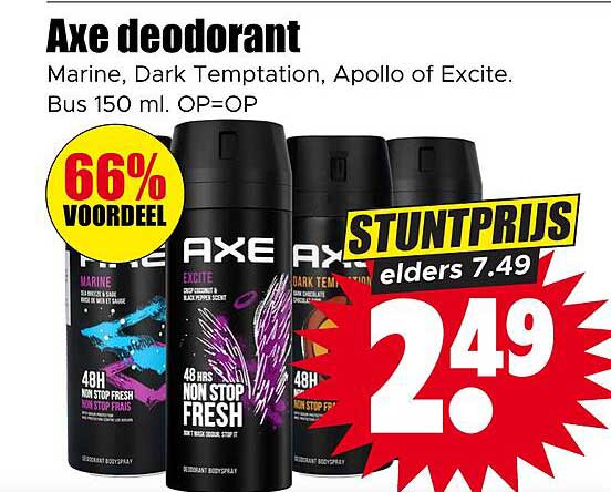 Axe deodorant Marine, Dark Temptation, Apollo of Excite. Bus 150 ml. OP=OP