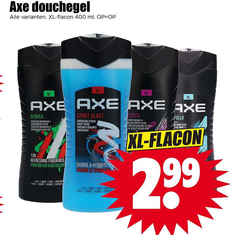 Axe douchegel XL-flacon 400 ml OP=OP XL-FLACON