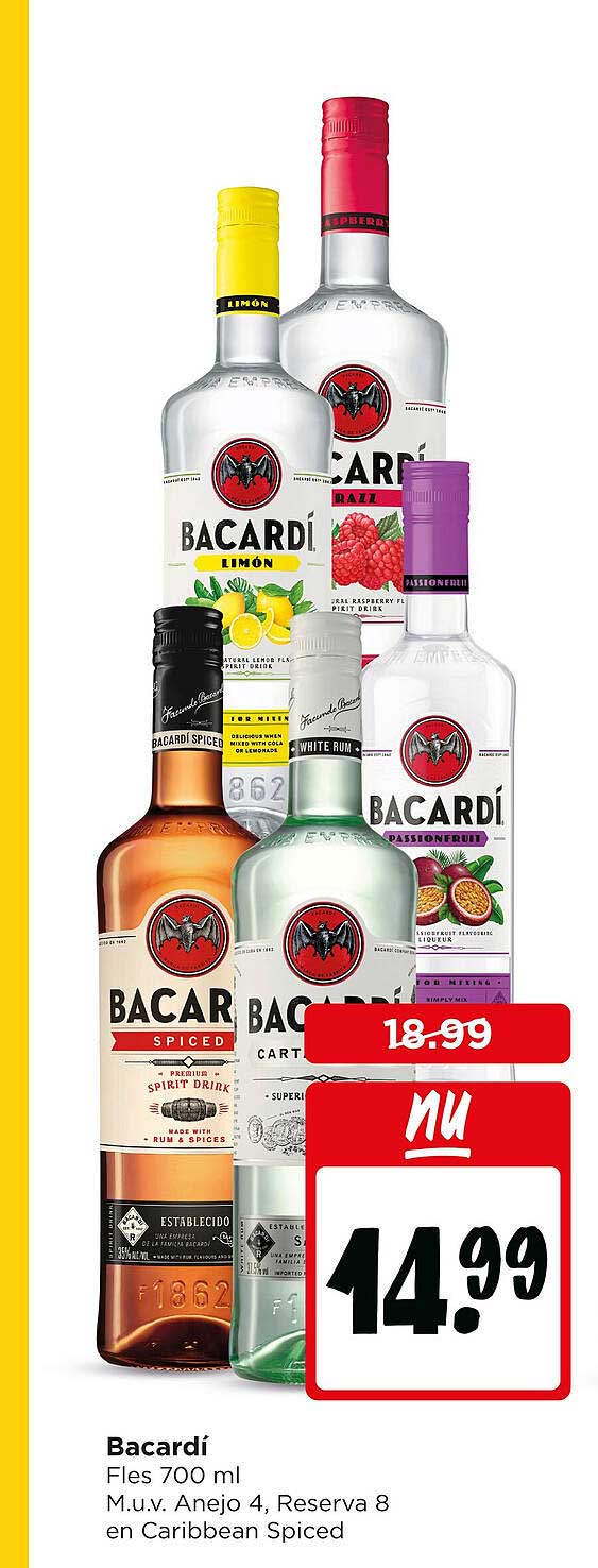Bacardí Fles 700 ml M.u.v. Anejo 4, Reserva 8 en Caribbean Spiced