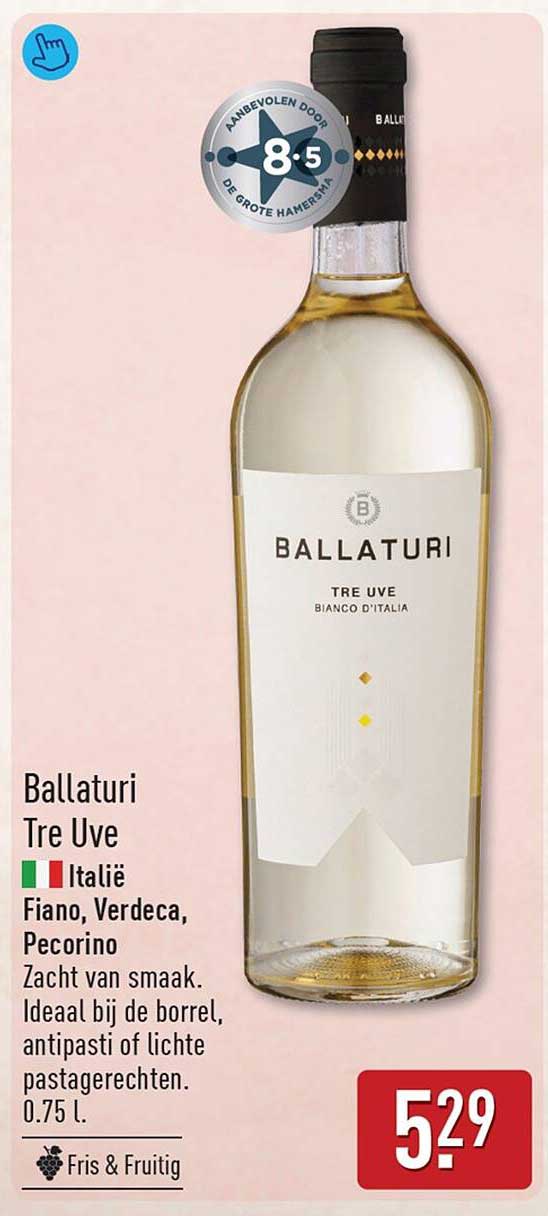 Ballaturi Tre Uve Italië Fiano, Verdeca, Pecorino