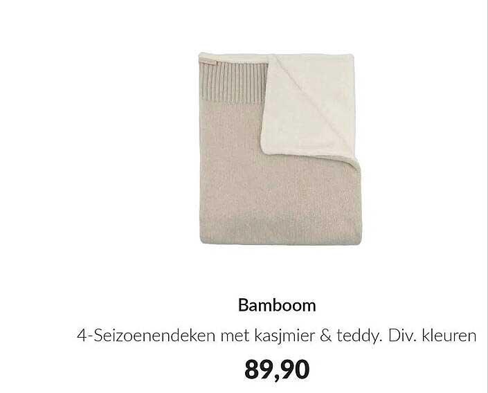 Bamboom 4-Seizoenendeken met kasjmier & teddy. Div. kleuren