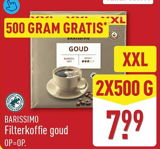 Barissimo Filterkoffie goud 0P=0P. 500 GRAM GRATIS* XXL 2X500 G