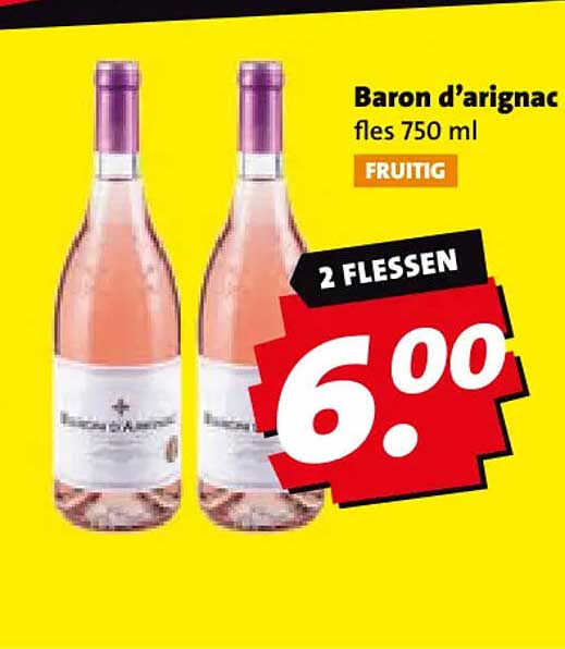 Baron d'arinac fles 750 ml FRUITIG 2 FLESSEN
