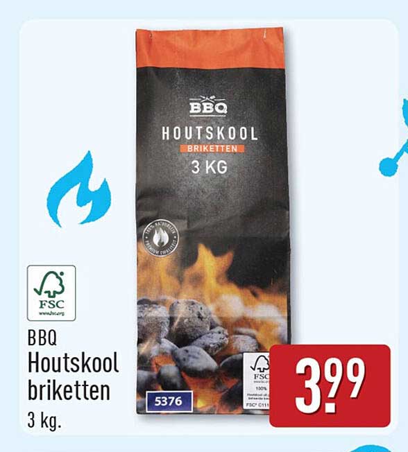 BBQ Houtskool briketten 3 kg.