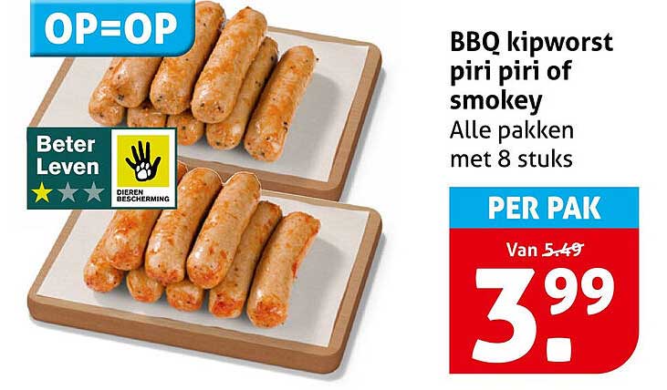 BBQ kipworst piri piri of smokey