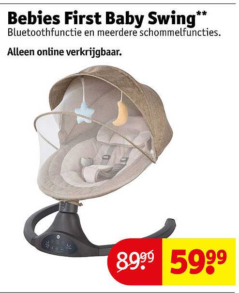 Bebies First Baby Swing** Bluetoothfunctie en meerdere schommelfuncties. Alleen online verkrijgbaar.