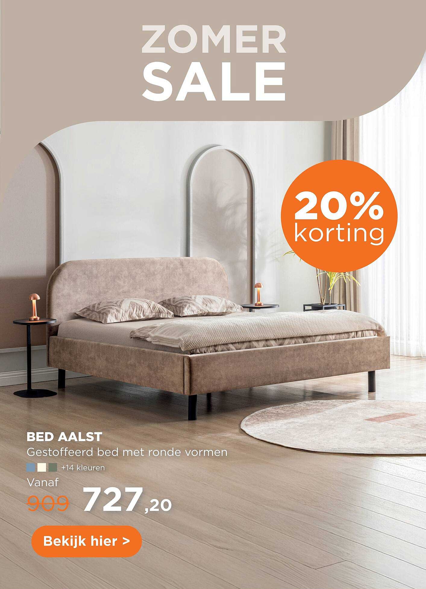 BED AALST Gestoffeerd bed met ronde vormen