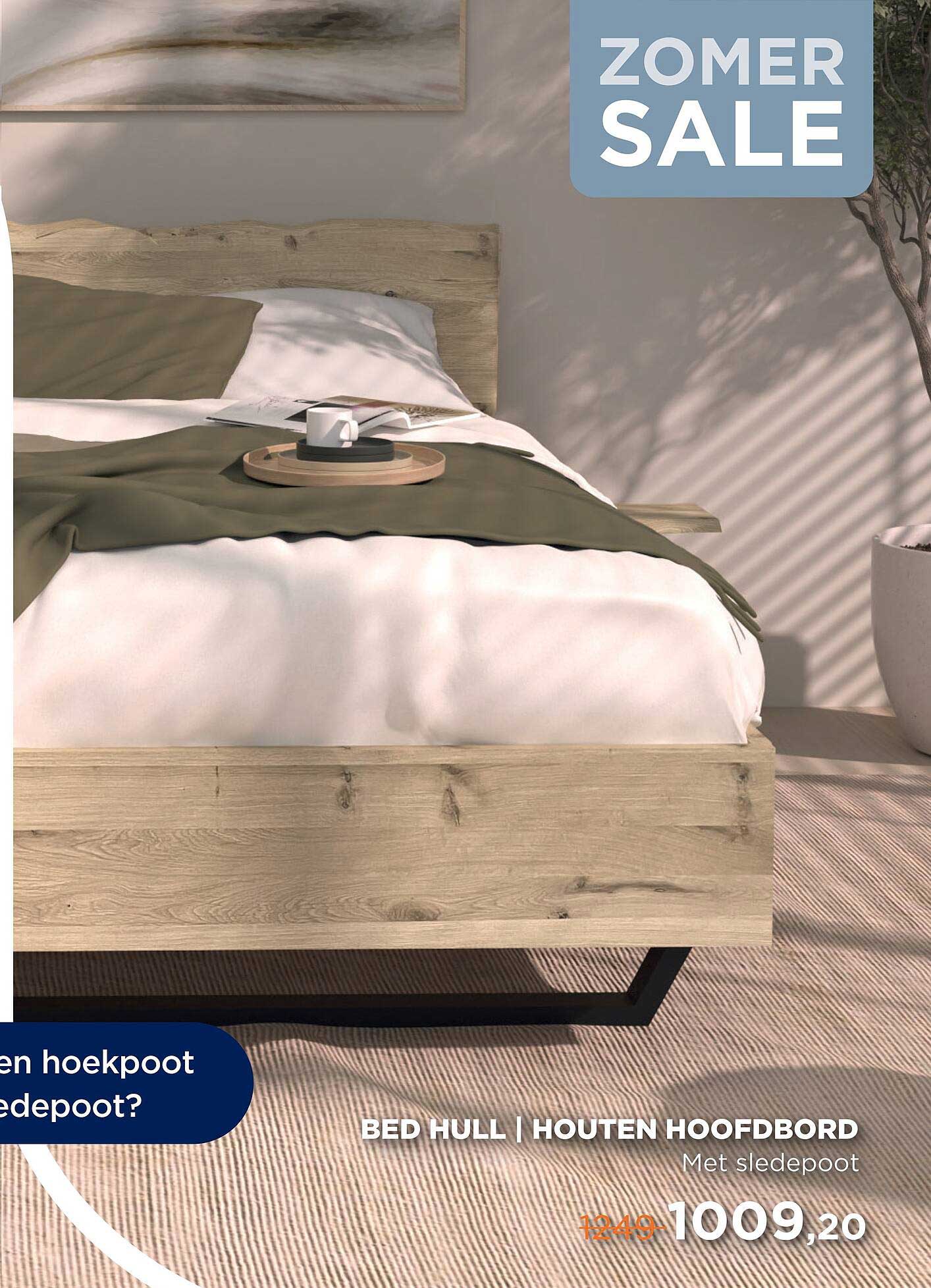 BED HULL | HOUTEN HOOFDBORD Met sledepot