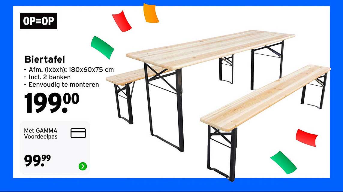 Biertafel - Incl. 2 banken - Eenvoudig te monteren