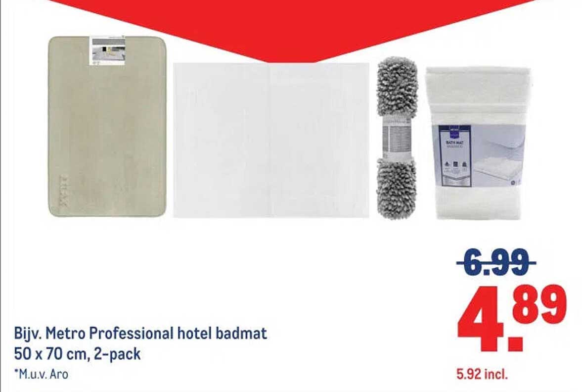 Bijv. Metro Professional hotel badmat 50 x 70 cm, 2-pack