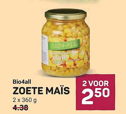 Bio4all ZOETE MAÏS 2 x 360 g