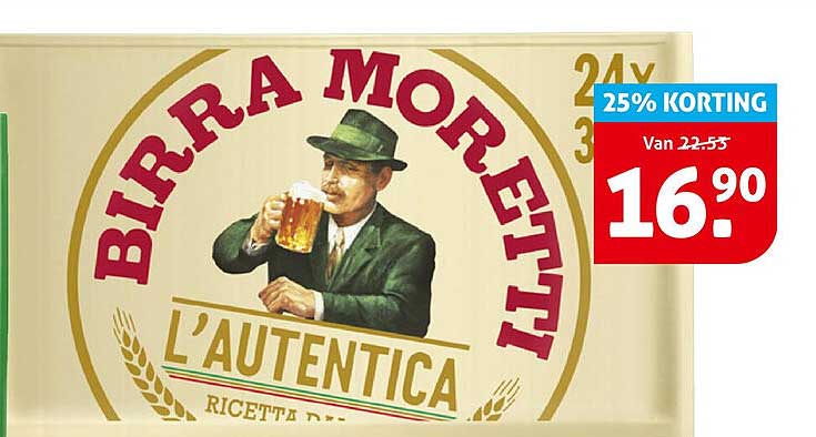 Birra Moretti L'Autentica 24x 30 cl 25% Korting