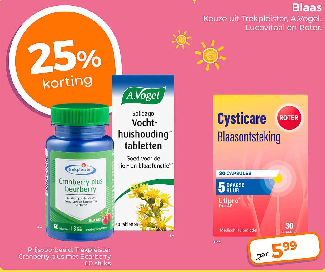 Blaas Keuze uit Trekpleister, A.Vogel, Lucovitaal en Roter. 25% korting