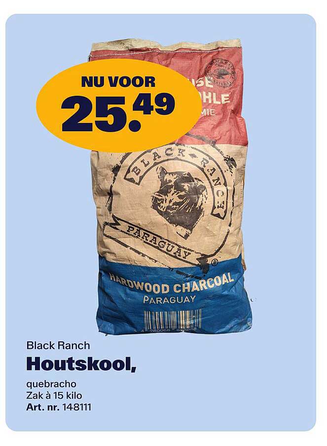 Black Ranch Houtskool, quebracho Zak à 15 kilo