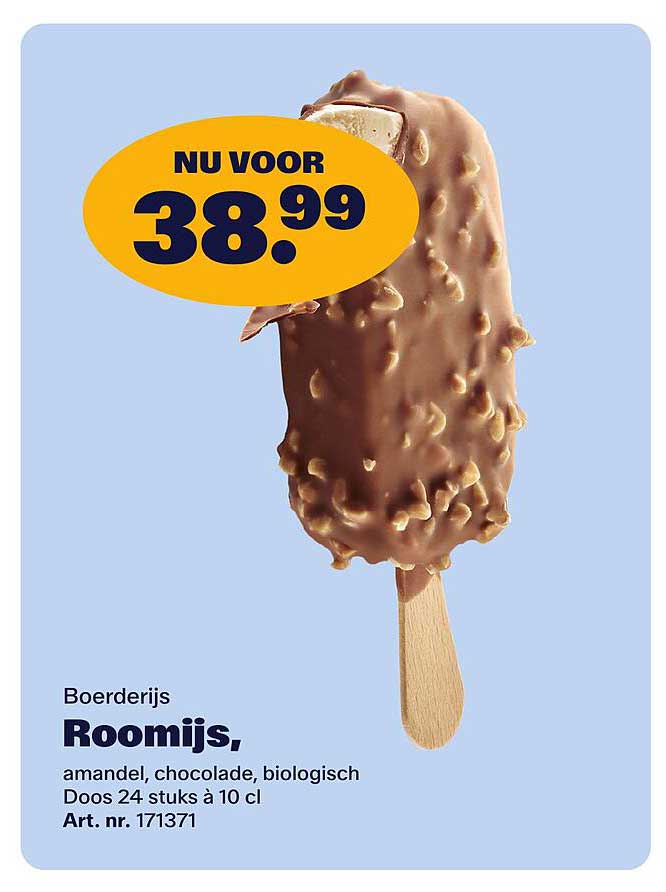 Boerderijs Roomijs, amandel, chocolade, biologisch