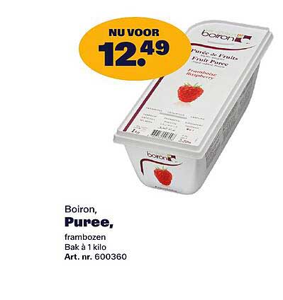 Boiron, Puree, frambozen Bak à 1 kilo Art. nr. 600360