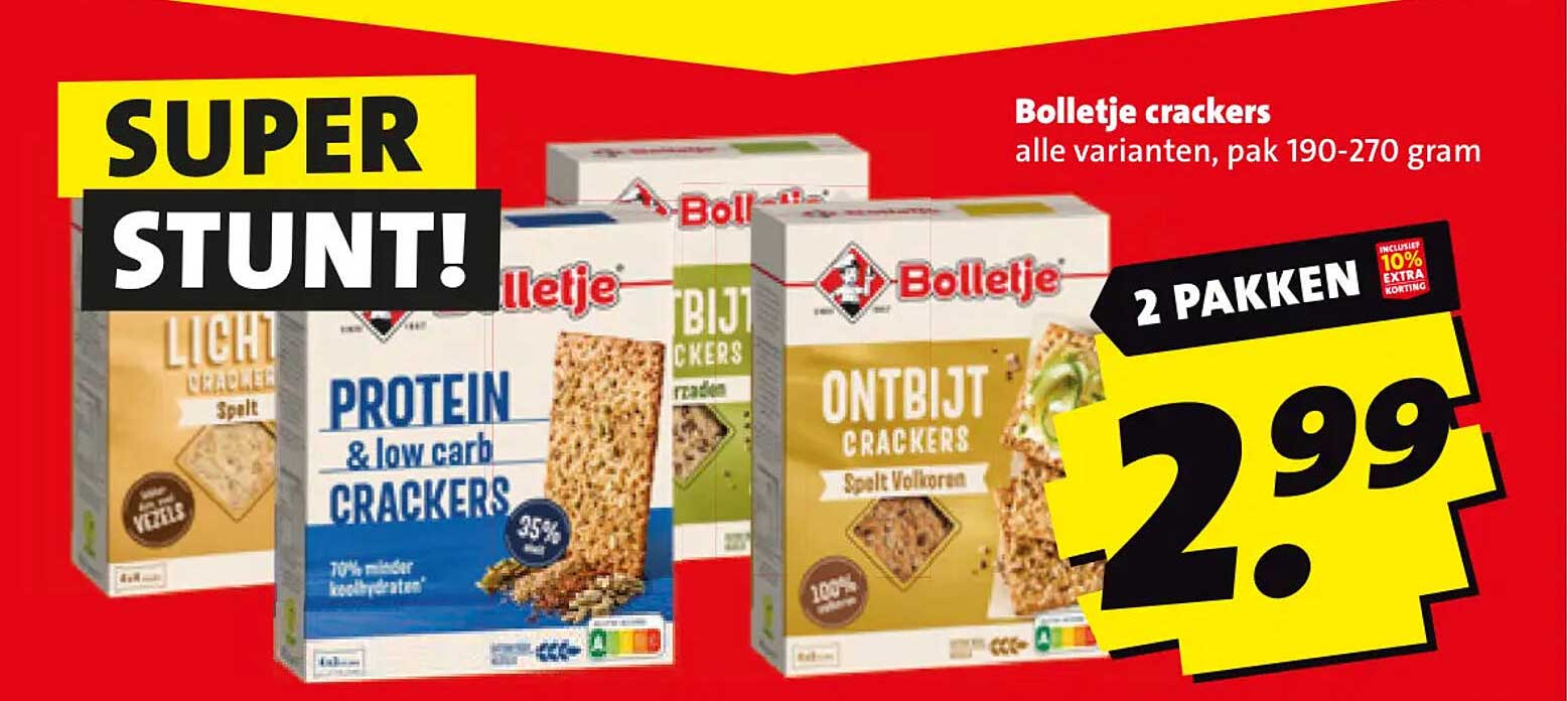 Bolletje crackers alle varianten, pak 190-270 gram 2 pakken