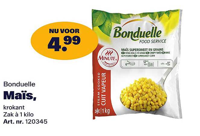 Bonduelle Maïs, krokant Zak à 1 kilo Art. nr. 120345