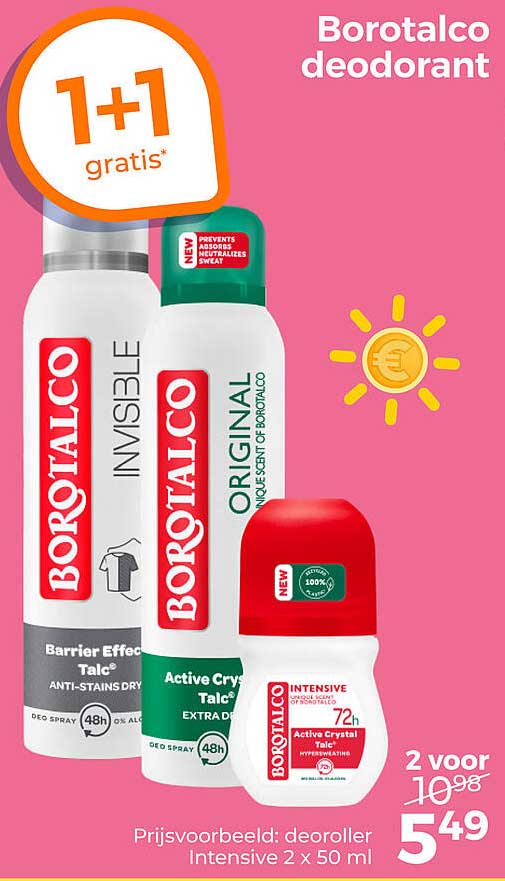 Borotalco deodorant 2 voor 10,98 5,49