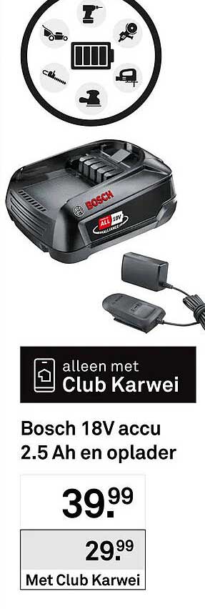 Bosch 18V accu 2.5 Ah en oplader