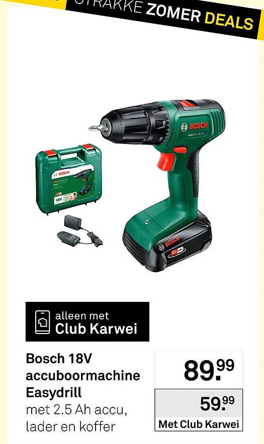 Bosch 18V accuboormachine Easydrill met 2.5 Ah accu, lader en koffer