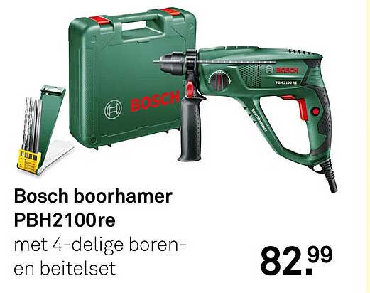 Bosch boorhamer PBH2100re met 4-delige boren- en beitelset