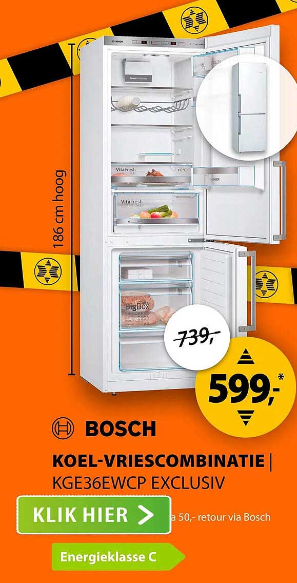 Bosch koel-vriescombinatie KGE36EWCP exclusiv
