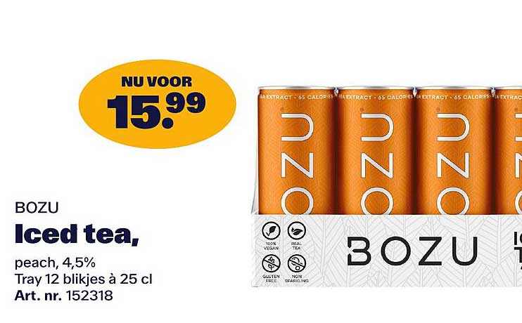 BOZU Iced tea, peach, 4,5%