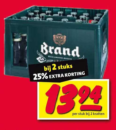 Brand bij 2 stuks 25% extra korting 13,94 per stuk bij 2 kratten