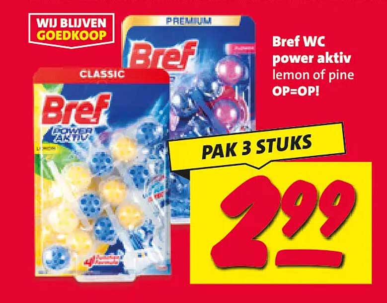 Bref WC power aktiv lemon of pine OP=OP! PAK 3 STUKS