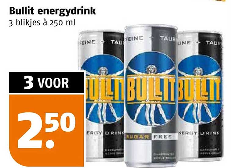 Bullit energydrink 3 blikjes à 250 ml