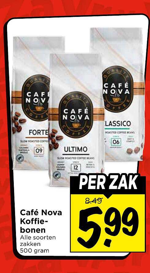 Café Nova Koffie-bonen Alle soorten zakken 500 gram