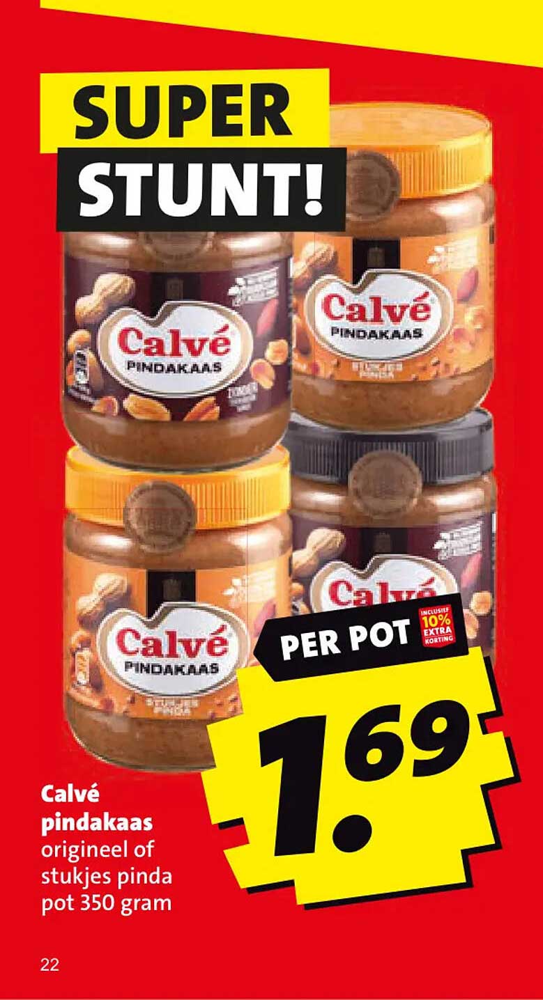 Calvé pindakaas origineel of stukjes pinda pot 350 gram