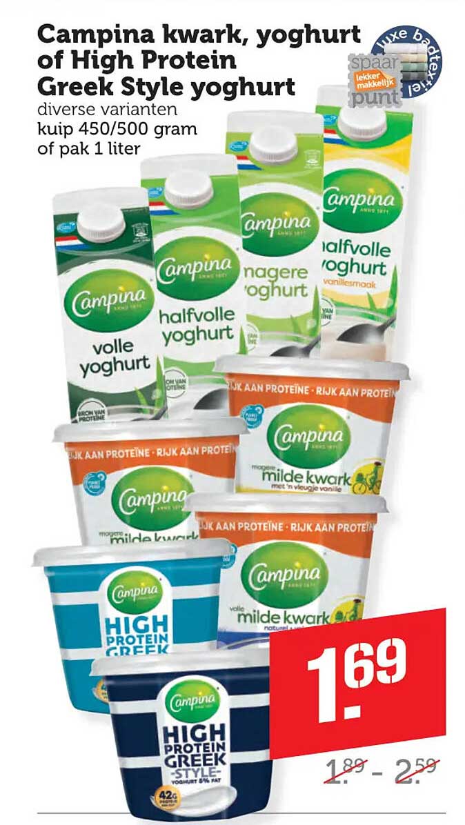 Campina kwark, yoghurt of High Protein Greek Style yoghurt