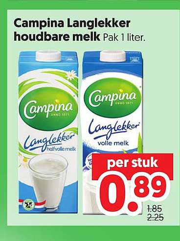Campina Langlekker houdbare melk Pak 1 liter per stuk
